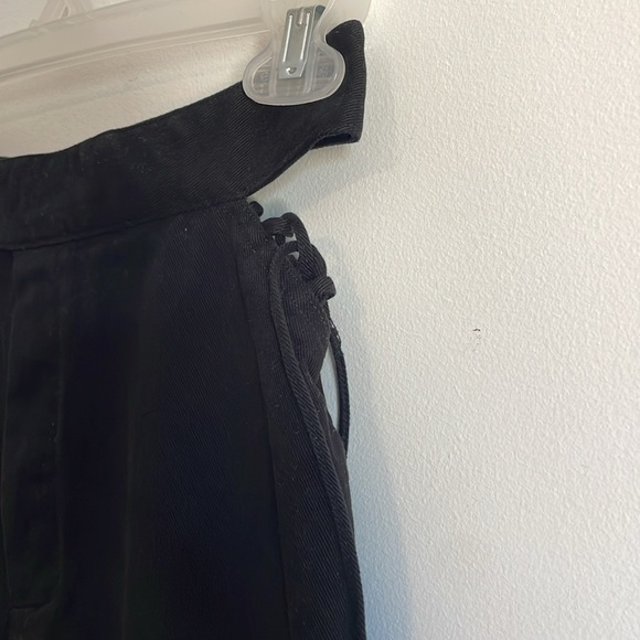 Stuck on Stupid Lace Up Pants Small Black Crop Flare Goth Emo Frayed Cut Out - Picture 7 of 11